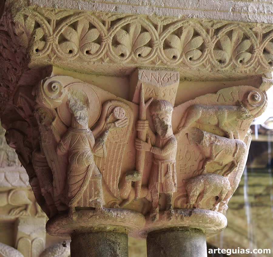 Capitel del claustro de Moissac: Anuncio a los Pastores