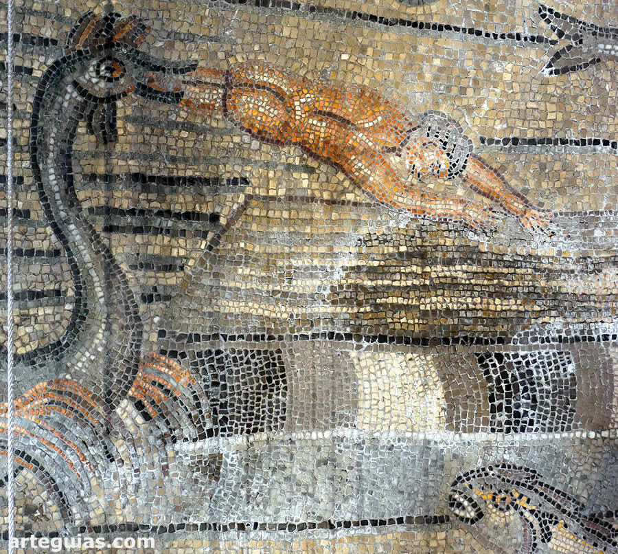 Mosaico de Jonás regurgitado por la ballena