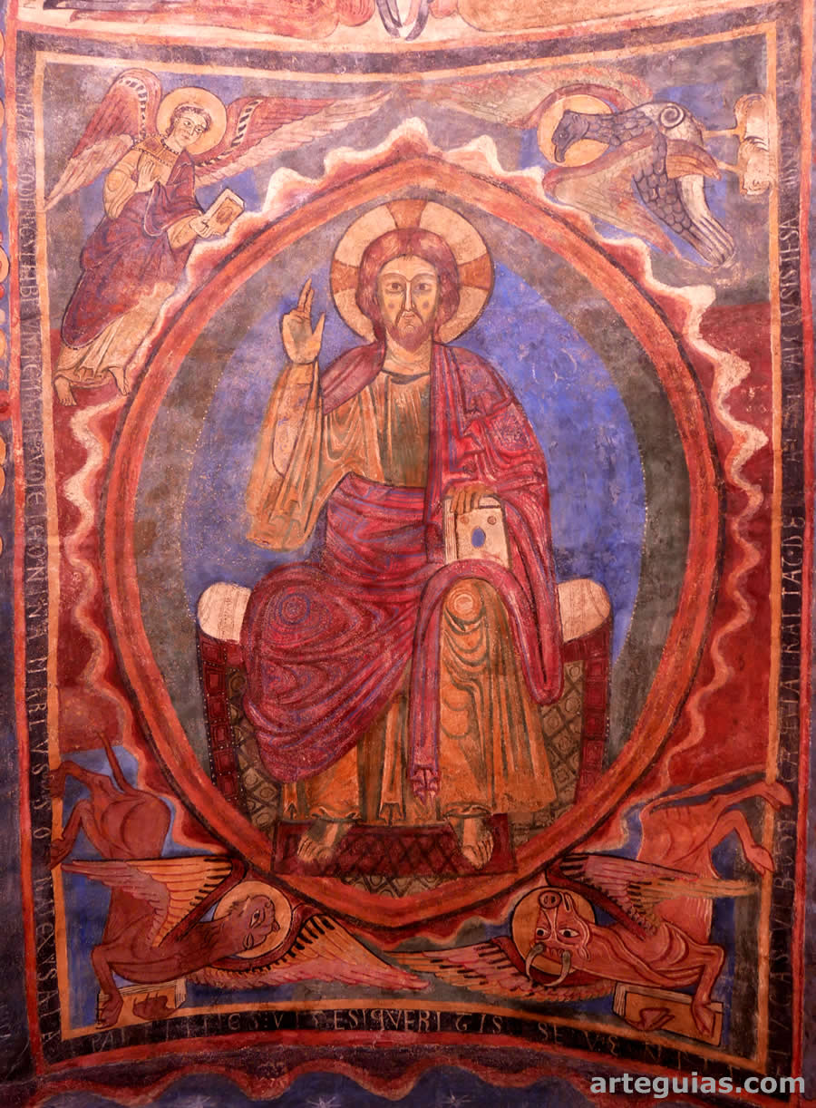 Capilla de San Miguel de la bas&iacute;lica de Brioude: Cristo en Majestad con el Tetramorfos