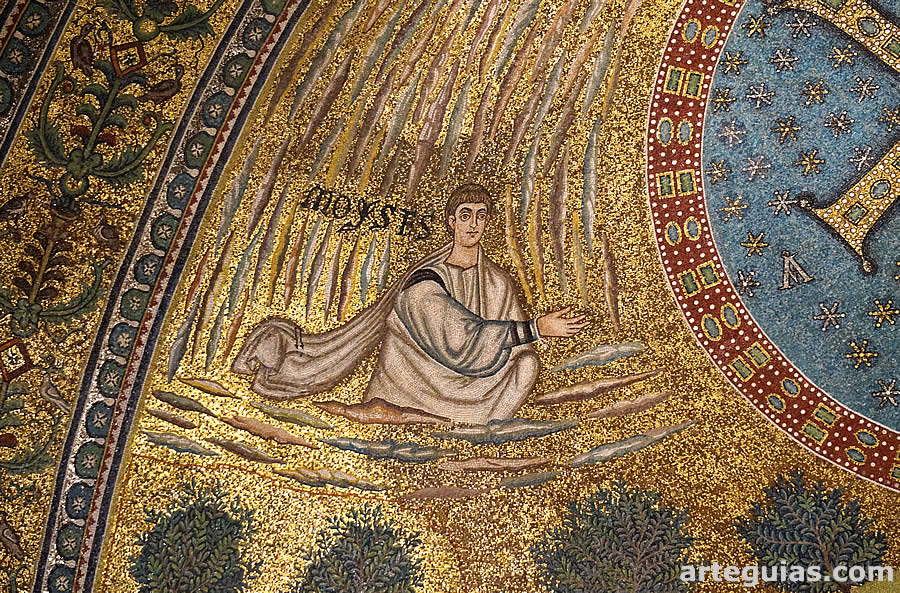 Mosaico con Mois&eacute;s en la representaci&oacute;n de la Transfiguraci&oacute;n