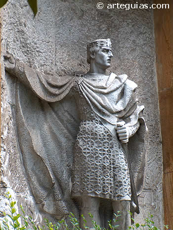 Alfonso I el Cat&oacute;lico, Rey de Asturias. Estatua del Jard&iacute;n de los Reyes caudillos de Oviedo