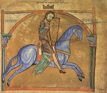 Rey leon&eacute;s Fernando II. Tumbo A de la Catedral de Santiago de Compostela.
