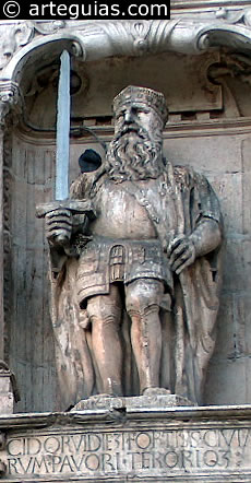 Estatua de Rodrigo D&iacute;az de Vivar, El Cid Campeador, en el Arco de Santa Mar&iacute;a de Burgos
