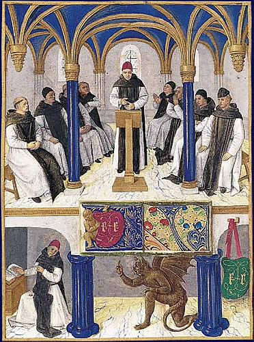 Representaci&oacute;n de San Bernardo de Claraval en el Libro de Horas de Etienne Chevalier (Jean Fouquet)