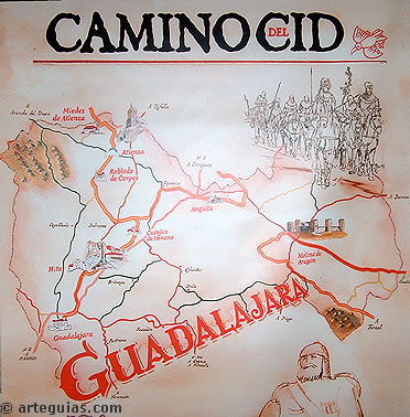Panel explicativo del Camino del Cid en Guadalajara en el Castillo de Torija (CITUG)