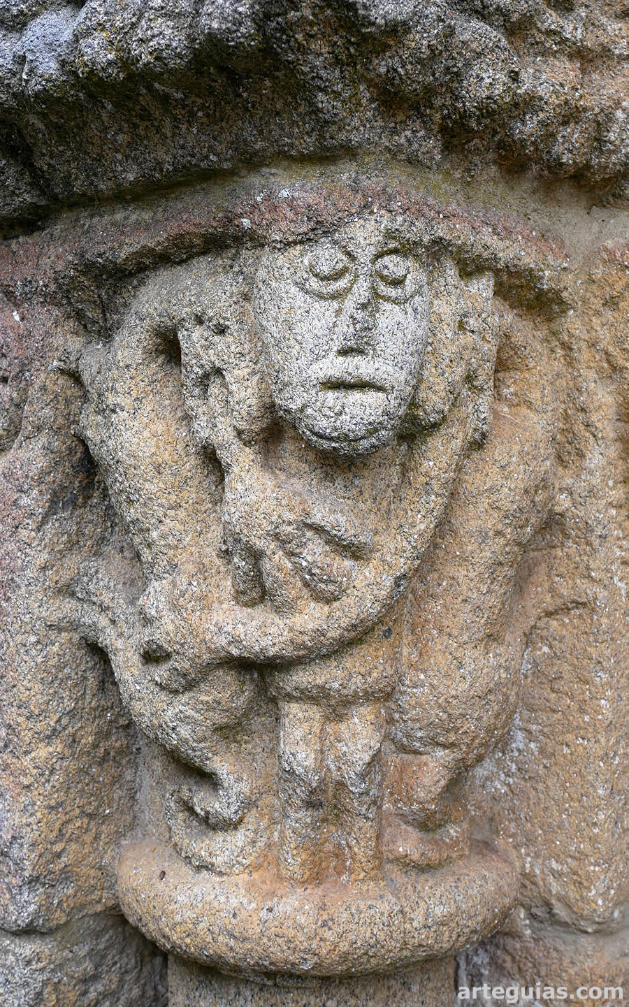 Hombre siendo mordido por dos leones