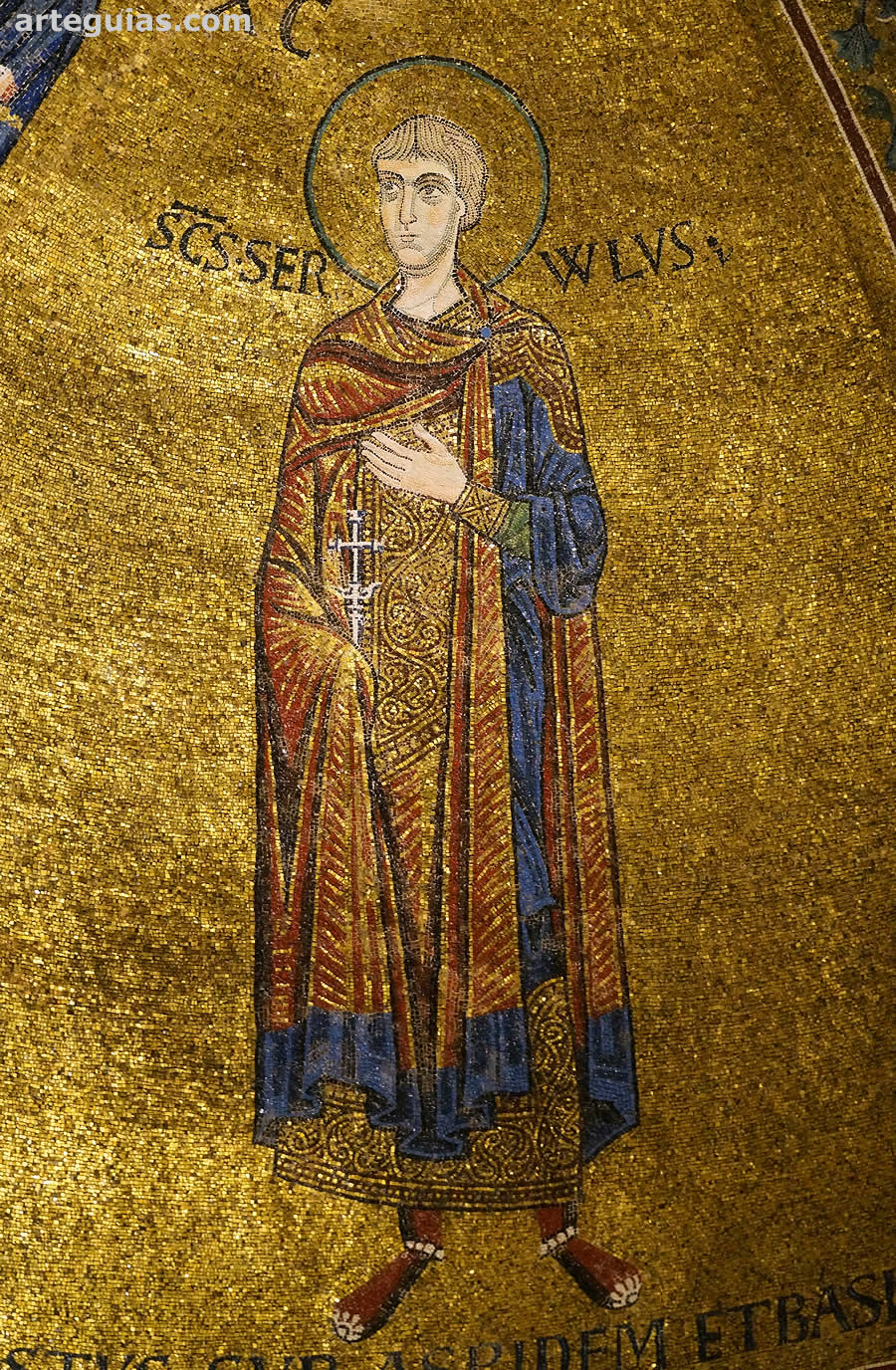 El santo San Servolo representado en un mosaico