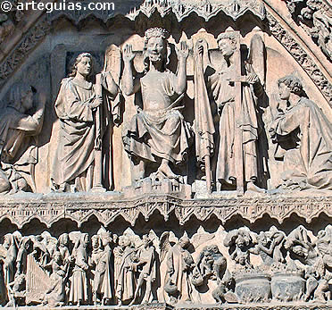 Detalle de la Puerta de la Virgen Blanca, Catedral de Le&oacute;n