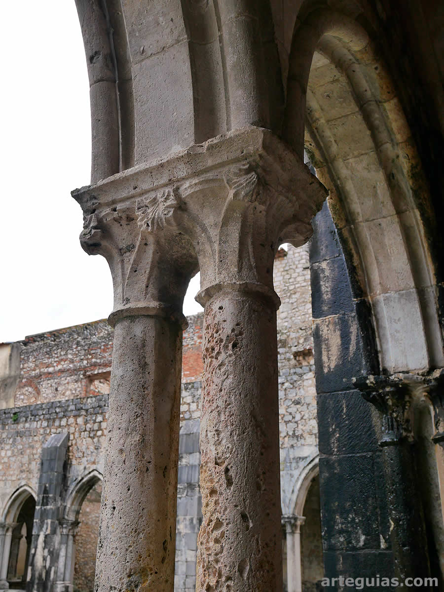 Columnas pareadas del claustro gótico