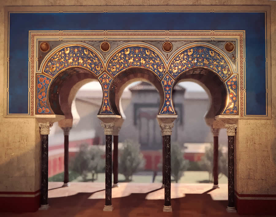 Ilustración infográfica de l estado original de la arquería