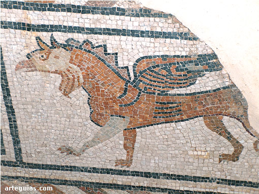 Detalle del mosaico romano que se expone en el Palacio Ducal de Medinaceli