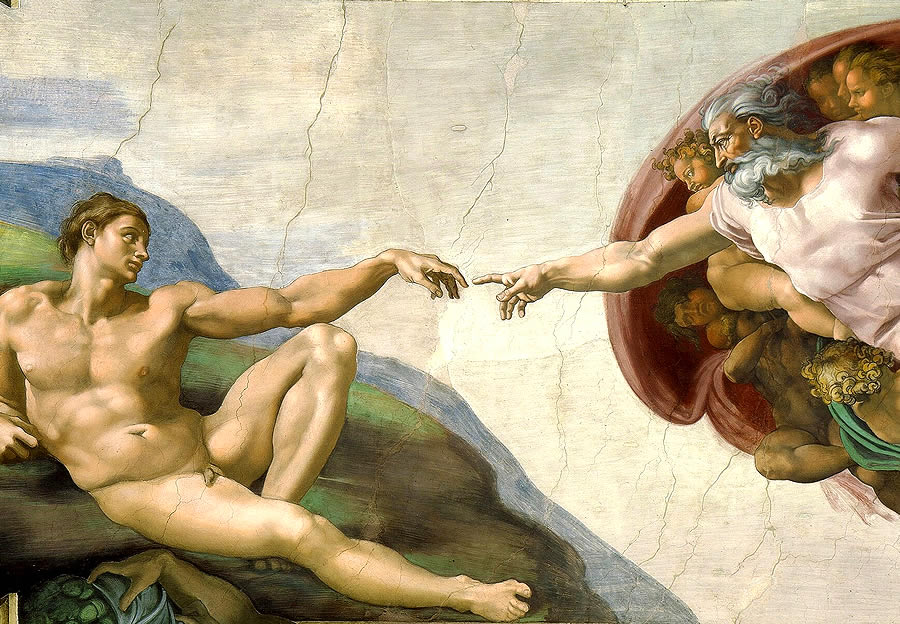 Creaci&oacute;n de Ad&aacute;n en la Capilla Sixtina
