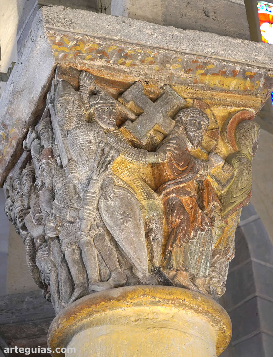 Uno de los capiteles románicos sobre la Pasión