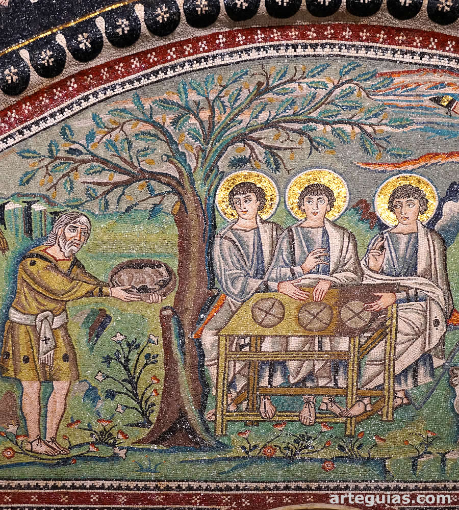 Iglesia de San Vital de Rávena: Teofanía del Encinar de Mambré