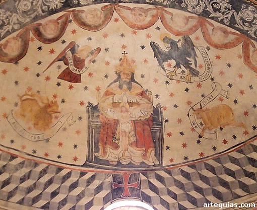 Santa Mar&iacute;a de Melide:  pintura de la b&oacute;veda de horno del &aacute;bside