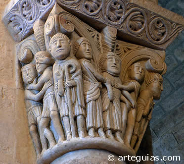 Capitel de Fr&oacute;mista. Una de lasprimeras y m&aacute;s grandes manifestaciones de la escultura rom&aacute;nica en Espa&ntilde;a