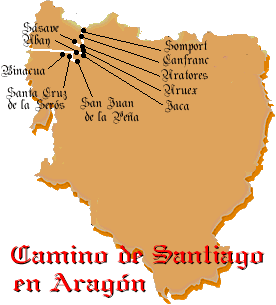 Mapa del Camino en  Huesca, Arag&oacute;n