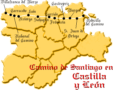 Mapa del Camino de Santiago en Castilla y Le&oacute;n