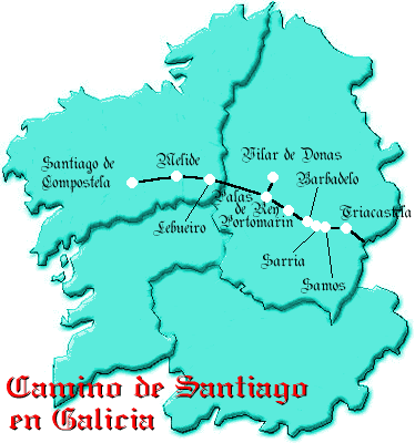 Mapa del Camino de Santiago en Galicia
