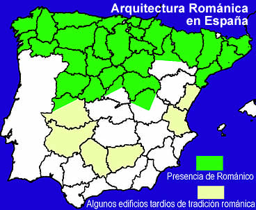 Mapa de la Arquitectura rom&aacute;nica en Espa&ntilde;a