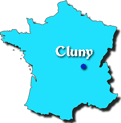 Mapa de Francia con la ubicaci&oacute;n de Cluny