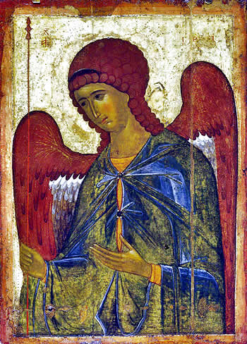 Icono bizantino del siglo XIV que representa al Arc&aacute;ngel Gabriel