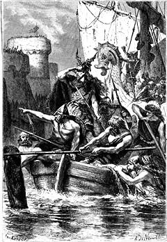 Representaci&oacute;n rom&aacute;ntica de un ataque vikingo