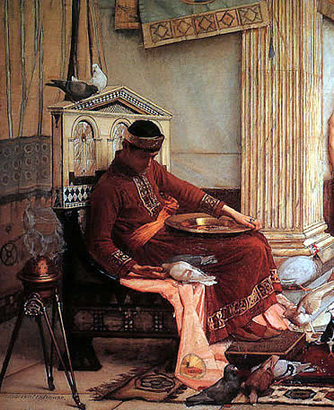 Emperador Honorio, seg&uacute;n una pintura de John William  Waterhouse