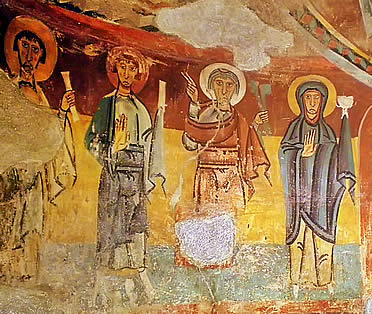 Pinturas murales procedentes de Santa Mar&iacute;a de Ginestarre (actualmente en el M.N.A.C.)