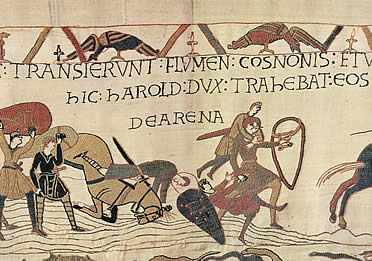 Tapiz de Bayeux. Los cruentos combates cuerpo a cuerpo caracterizaron la guerras en la Edad Media
