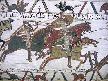 Soldados a caballo. Tapiz de Bayeux, s. XII
