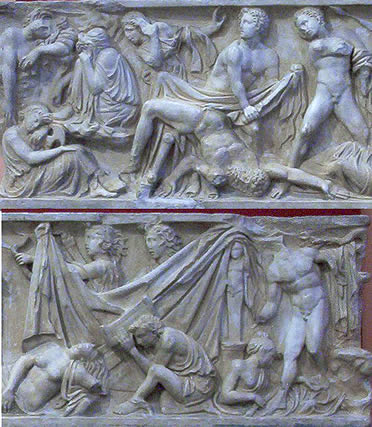 Sarc&oacute;fago romano de la Orestiada, procedente de Husillos