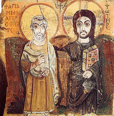 Icono copto que representa a Cristo y San Menas. Siglo VI