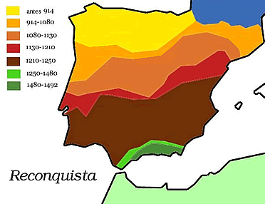 Mapa de la reconquista cristiana