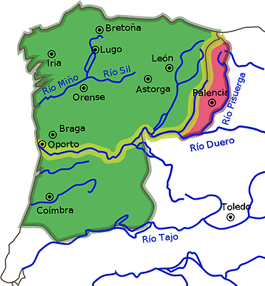 Reino Suevo en su m&aacute;xima expansi&oacute;n