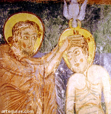 BAutismo de Cristo.  Pintura procedente de Bag&uuml;&eacute;s. Museo Diocesano de Jaca