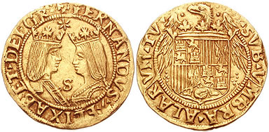 Doble castellano "Excelente" de oro. Reyes Cat&oacute;licos