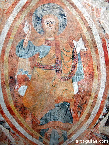 Pintura rom&aacute;nica mural que representa a Cristo en Majestad. Vera Cruz de Maderuelo, Segovia