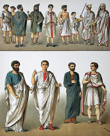 Vestidos de diferentes clases sociales en la antigua Roma