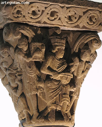 Escultura rom&aacute;nica: capitel de la Catedral de Jaca