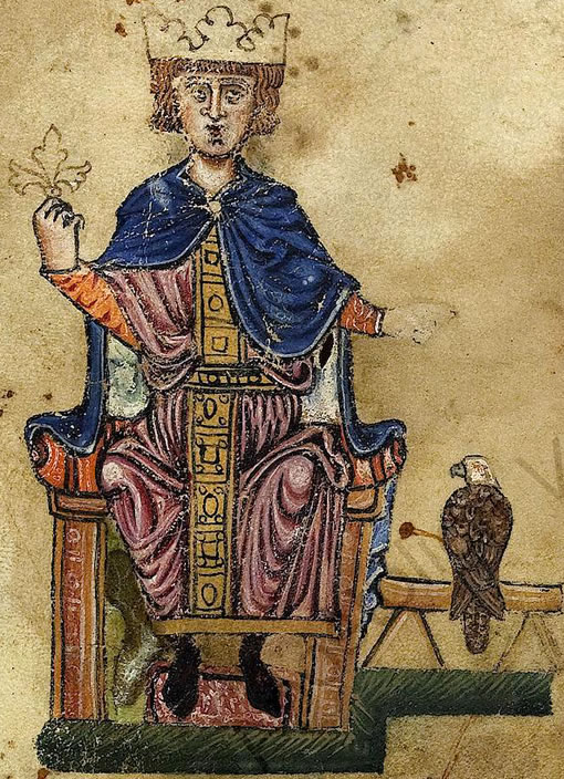 Inquisición medieval: ilustración de un códice que representa al emperador Federico II