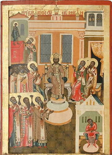Inquisici&oacute;n medieval: representaci&oacute;n de un icono ruso del Primer Concilio de Nicea
