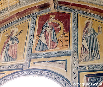 Mujeres santas en una pintura medieval de una iglesia palentina