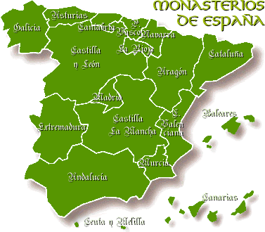 Mapa por Comunidades de los Monasterios de Espa&ntilde;a