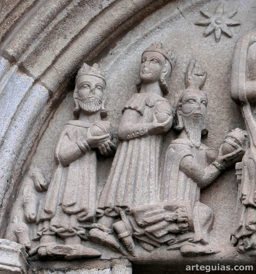 Detalle de la escena de la Epifanía de la puerta norte