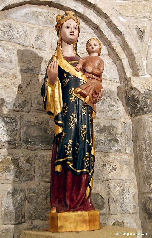 Escultura g&oacute;tica policromada de la Virgen de Obarra
