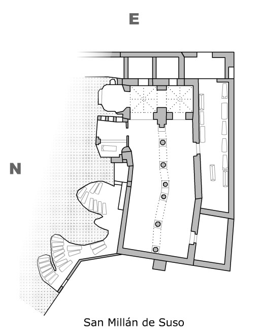 Planta de la iglesia y las cuevas de San Millán de Suso