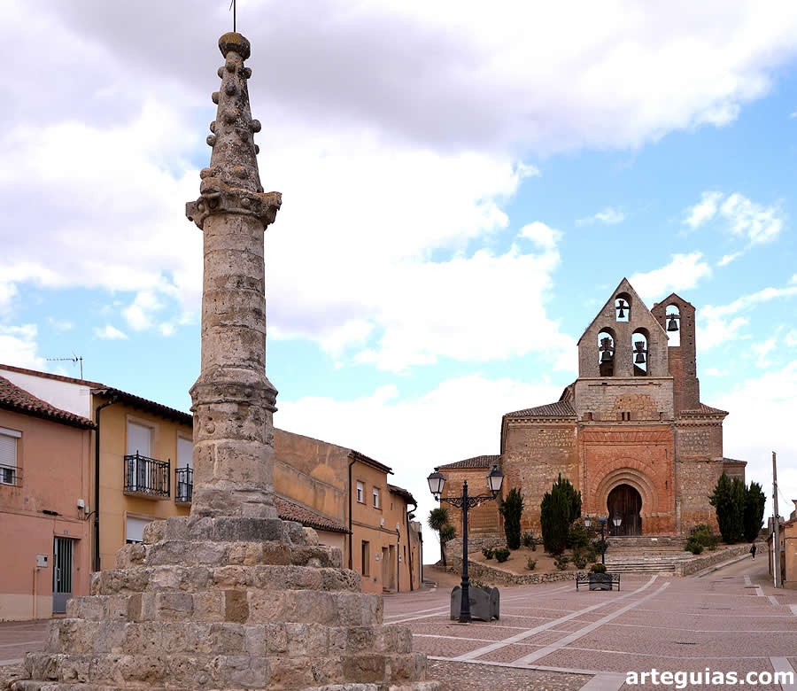 Rollo jurisdiccional e iglesia de Aguilar de Campos, Valladolid