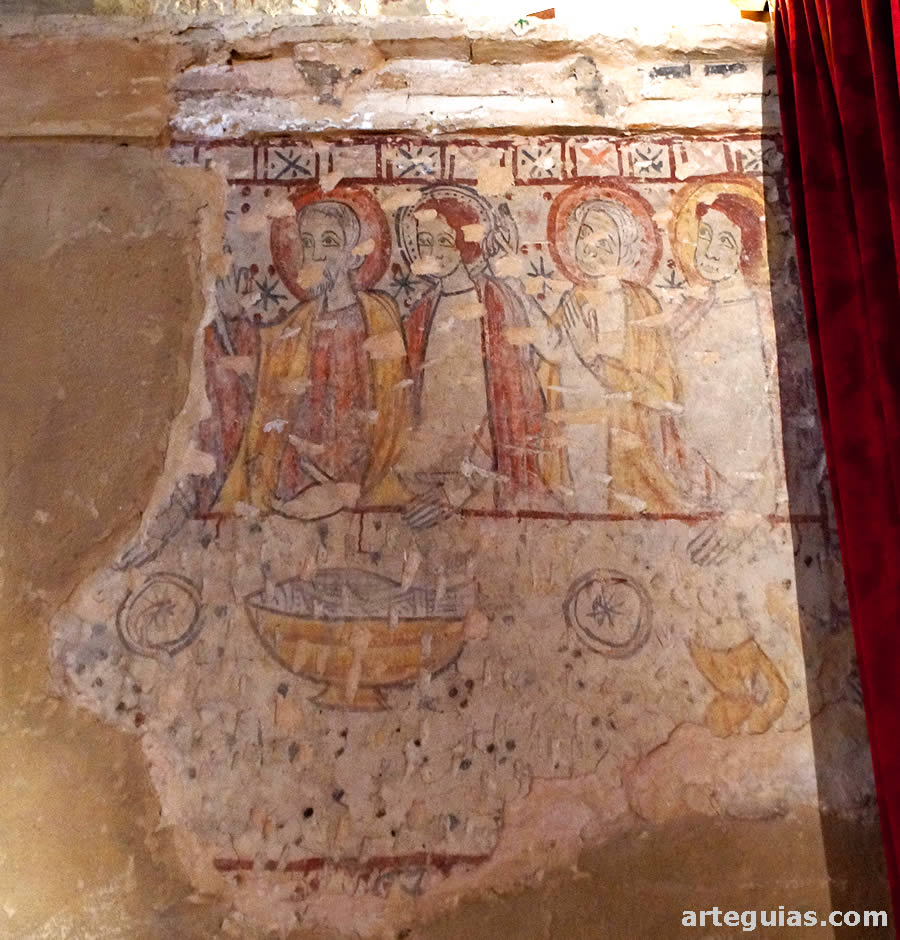 Fragmento de pinturas románicas - góticas de la iglesia de Arenas de San Juan