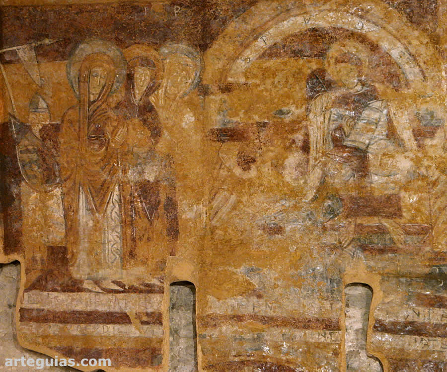 Fresco románico con el pasaje de la Resurrección